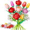Flowers Bouquet Building Set, Office Home Forever 4 Rose 4 Tulips Plant Building Kits, Artificial Decor Gifts for Kids Birthday Adults Women Valentines Mothers Day, Her or Him