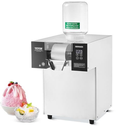 VEVOR Macchina per Ghiaccio a Fiocchi di Neve Commerciale, 175 kg/24 Ore, Macchina Ghiaccio Tritato in Acciaio Inox, Sistema di Raffreddamento a Liquido per Dissipazione Calore, per Panetteria, Bar