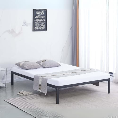 Reinforced Beds, THORNHAM PLATFORM BED, Black, Strong Metal Bed, Mesh Base, Low Profile Design, 29cm From Floor to Top, Exclusive Product (Double)
