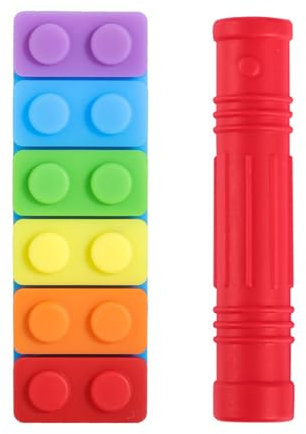 BCHKO 2 pcs Sensory Kauen Halskette, Langlebiges und starkes Silikon-Kauspielzeug,Kaukette für Jungen und Mädchen