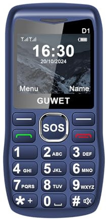 Guwet D1 Mobile Seniorenhandy ohne Vertrag, Phone3, Dual SIM mit Notruftaste, Rentner Handy große Tasten, 1600 mAh Akku Lange Standby-Zeit Blau