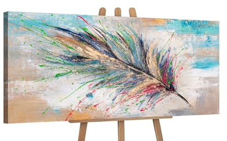 YS-Art Pittura acrilica di lusso con accenti d'oro su tela dipinta a mano murale camera da letto moderna ufficio vera arte Immagini Straordinaria decorazione da parete 115 x 50 cm