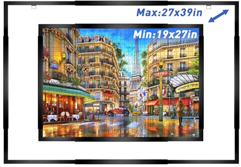 MICEPLAY Adjustable Puzzle Frame for 1000/1500/2000 Piece Puzzles, Lightweight Wall Mount Frame for Posters and Pictures, Horizontal & Vertical Display, Large Black Frame for Gallery Wall & Home Decor
