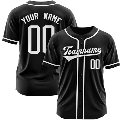 Maillot de Baseball Personnalisé - Maillot Baseball Personnalisable avec Prénom Numéro Logo- Chemise Baseball Américain - Uniformes de Baseball Boutonnés - Cadeau Personnalisable pour Homme Femme