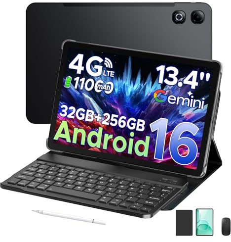 DOOGEE Tab G6 Max 13,4 Pollici Tablet Android 16, 90Hz 32GB RAM+256GB ROM/TF 2TB Tablets Con Tastiera, Octa-Core, 11000mAh Tablet PC, Widevine L1/13MP/FACE ID/Doppi Altoparlanti/3.5mm Jack/Gemini AI