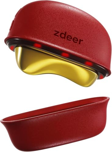 Zdeer Gua Sha Tool, Face Massager Facial Lifting Device, Electric Brass Metal Guasha Tool Face Sculptor with Red Light Therapy, 3 Adjustable Levels of Heating and Vibration, Red