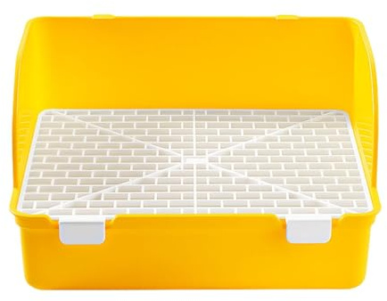 JISADER Small Cat Litter Box for Rats, Square Corner Litter Box, Easy to Clean, Potty, Toilet Training Tray for Small Animals, Rodents, Yellow