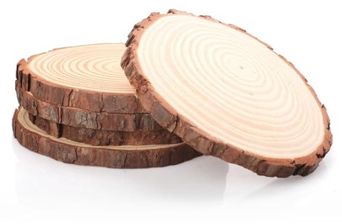 Confezione Da 5 Dischi Di Legno, Diametro 18-20 Cm, Spessore 1,5 Cm, Dischi Di Legno Grezzi, Non Forati, Adatti Per Lavori Fai Da Te, Centrotavola Per Matrimoni, Dischi Per Alberi Di Natale (5)