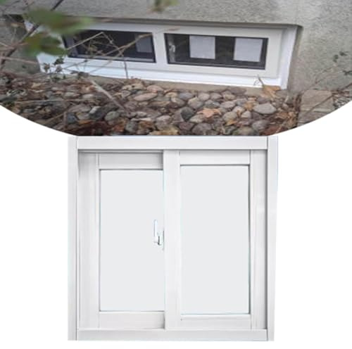 ZIUSFAC Fenêtre De Cave Fenêtre Coulissante De sous-Sol 100/90/80/70/60.50cm Fenêtres De Remise en Aluminium Fenêtre pour Cuisine Blanc/Gris(White,(WxH) 60x43cm/24x17)
