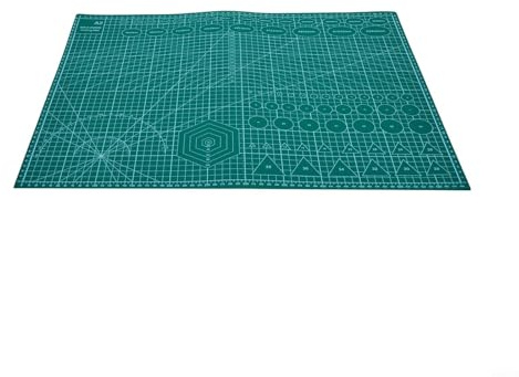 Dubbelsidig skärmatta 3 mm tjock hantverksplatta med mätnät dubbelskalad design tvättbar PP-skärbräda för sömnad modelltillverkning och kontorsskrivbordsskydd (A-2 grön)