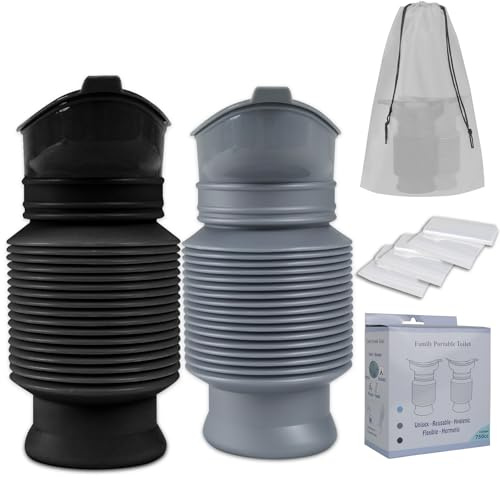 Bottiglie per pipì da uomo, orinatoio di emergenza regolabile, 2 pezzi, WC portatile da 750 ml