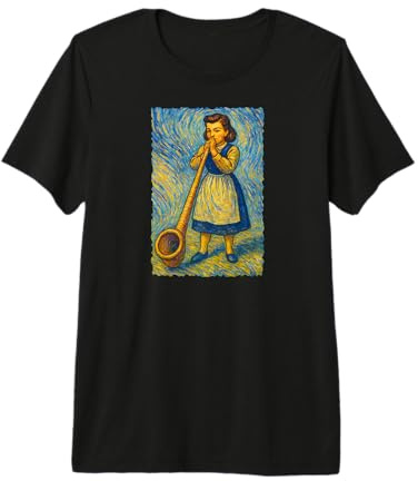 Vangogh Alphornspieler Alpenhorn Almhorn Bläser Alphorn Maglietta Premium