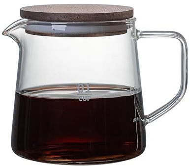 VOBOR Jarra de Vidrio Borosilicato, Transparente, Aislada y Resistente al Choque Térmico, Tetera de Café para Café, Té, Zumo, Leche, Agua, Ligera y Duradera, 500ml (300ML)