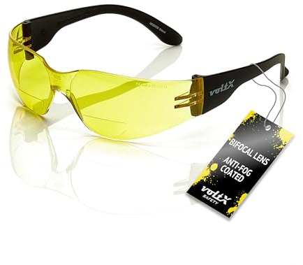 voltX GRAFTER Bifocal Lightweight Reading Safety Glasses (YELLOW LENS +2.5 Dioptre) Cycling Sports Glasses UKCA & CE EN166f UV400 anti fog coated lens