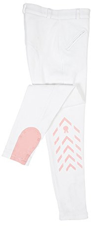 PFIFF Mädchen Kinder Piccola Reithose, Weiß-rosa, 146 EU