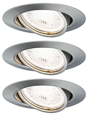 Paulmann 93424 Luminaria empotrable LED Base, redonda, incl. 3x5 W regulable, foco empotrable, acero mate, Spot, metal, lámpara empotrable 3000 K GU10