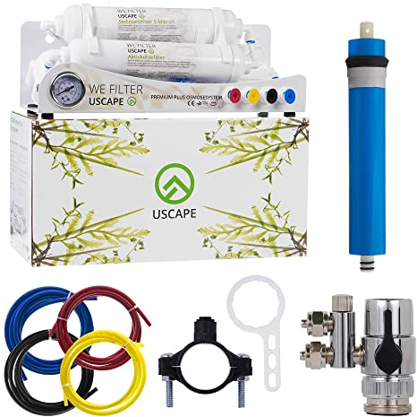 Osmoseanlage Premium Plus 100GPD 380l/Tag - Mehrstufige Umkehrosmose-Anlage für Aquarium oder Haushalt zur Herstellung von Osmosewasser