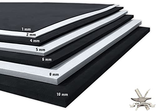 Shape Retention EVA Cosplay Foam 10mm (1mm-10mm) 14x39 inch Black or White High Density EVA Foam Sheets. Premium 85 kg/m3 Heat Shape Material for DIY Convention or Halloween Costumes by The Foamory