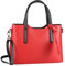 OBC Made IN Italy Damen Echt Leder Tasche Business Shopper Schultertasche Handtasche Ledertasche Umhängetasche Rindsleder Freizeittasche Rot-Schwarz