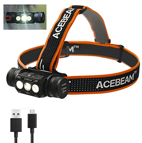 ACEBEAM H50 2.0 2000 Lumens Rechargeable Headlamp, Multi-Functional 125 Degree Wide-Angle floodlight Water-Resistant Flashlight with Headband, Perfect for Night Camping, Hiking, Hunting
