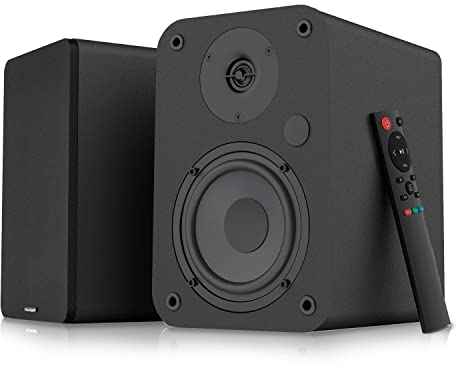VULKKANO A4 ARC Aktivlautsprecher mit 4 Woofer, Bluetooth 5.0, HDMI ARC, Optica, RCA, USB, mit Subwoofer-Ausgang, Regallautsprecher mit elegantem Design, Schwarz