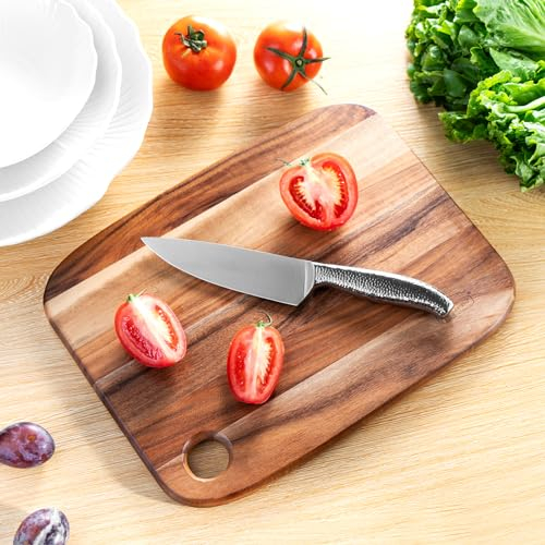 Wood Chopping Boards for Kitchen, James.F Acacia Wooden Heavy Duty Chopping Board, Wooden Cutting Boards Serving Boards with Hang Hole for Meat, Bread or Vegetables (25 x 20 x 1.8 cm)