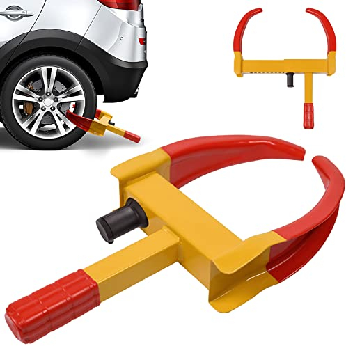 VA-Cerulean Parkkralle Radkralle Wegfahrsperre Auto Einstellbar Reifenkralle Tragbar Autokralle Diebstahlschutz für Autos PKW Wohnwagen Anhänger Universal Diebstahlsicherung Mit Sicherheitsschloss