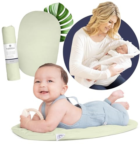 Montessori Topponcino Baby Pillow (Sage Green) | Premium 100% Natural Cotton Newborn Lounger Pillow For Support and Comfort | Breathable and Portable | Baby Support, Nursing Pillow & Tummy Time Mat