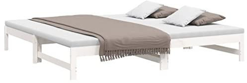 vidaXL Utdragbar dagbädd vit 2x(100x200) cm massiv furu