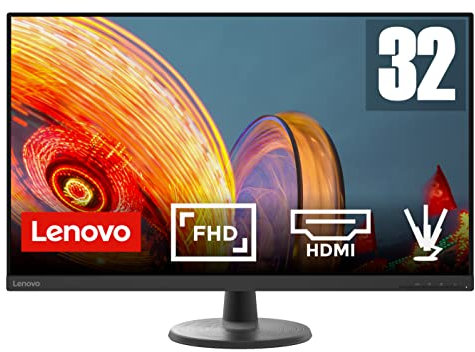 Lenovo D32-40 - 31.5 FHD Monitor (VA, 60Hz Refresh Rate, 4ms Response Time, HDMI 1.4 + DP 1.2, HDMI Cable, 100mm VESA Mount) Tilt Adjustment - Black