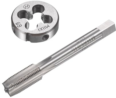 Unifizz Set di maschi e matrici metriche M11 x 1 mm, filettatura a macchina con filiera rotonda, kit per riparazione di dadi e bulloni