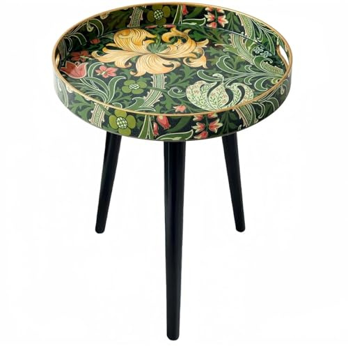 Simmer Stone Round Indoor Side Tables with Detachable Wooden 3 Legs, Versatile Tray Table, Perfect For Round Coffee Table Tea, Relaxation Time 17.7 Inch (Green Morris)