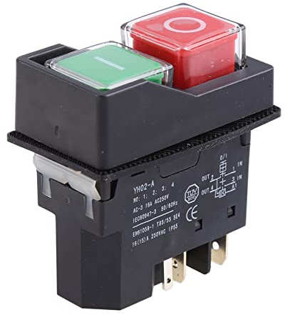 Electrician Switch KLD-28 KLD-28A Electromagnetic Start Button Machine Tool Accessories IP55 Waterproof 16A Push Button Switch Automatic Electrical Safety Switches Lamp Bulb Light Pull Toggle