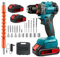 Brushless Perceuse Visseuse Sans Fil 21V, Visseuse Devisseuse Sans Fil, Perceuse Percussion sans fil Visseuse Perceuse sans fil, 2 * 2000mah Batteries, 24 Accessoires