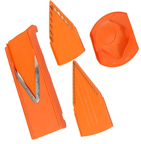 Cortador manual de verduras, cortador de mandolina de hoja en V, cortador manual de verduras, herramienta de cocina de verduras con protector de mano de hoja de acero inoxidable