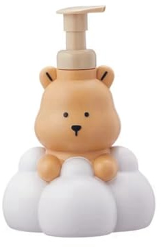 Jooehyer Bathroom Foam Dispenser Featuring Cartoon Bear Design, Refillable 250ml Pump Bottle for Shampoo and Sanitizers