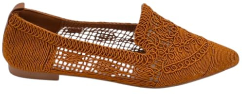 Malu Shoes Ballerina Donna Cuoio in Tessuto Lavorato a Maglia con Punta Affusolata e Suola in Gomma Tacco Piatto (41 EU)