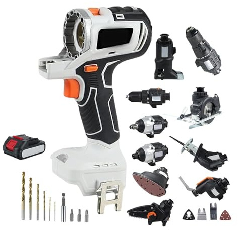 Cordless Power Tool Combo Kit, 10 in 1 Hand Drill, Reciprocating Saw, Jig Saw, Circular Saw, Chainsaw, Oscillating Tool, Screwdriver, Impact Drill, Sander with 4.0Ah Battery