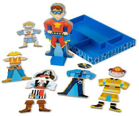 Melissa & Doug Billy Magnetic Wooden Dress-Up Pretend Play Set (25+ pcs) Pretend Play Magnetic Dress Up Set for Toddlers and Preschoolers Ages 3+