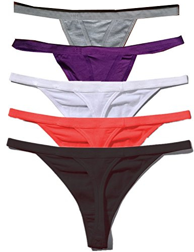 Zofirao 5 Pack Women's Multicolored Panties Cotton Spandex Thongs Underwear G-strings (multicolored, L)