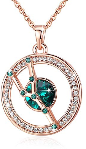 Leafael Mothers Day Gifts Taurus Constellation Pendant Necklace for Women, April May Birthstone Emerald Green Crystal, 14k Rose Gold Plated, 18+2