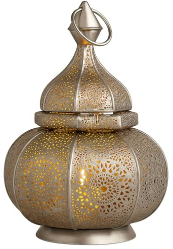Orientalische Laterne Ziva handgemacht aus Metall in Silber 30 cm hoch