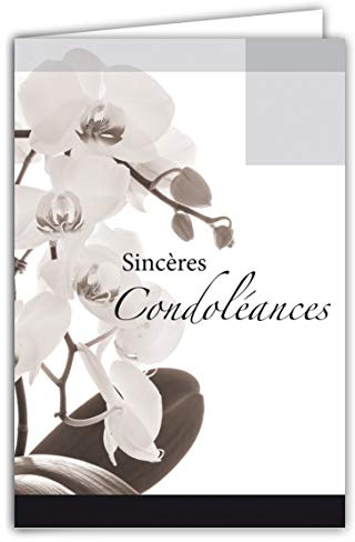 64-1047 Carte Sincères Condoléances Fleurs Orchidées Blanches Gris Noir Deuil décès