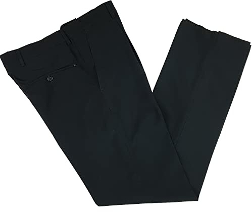 N+1 - Pantalone Uomo Classico in Fresco Lana con Pens Cavallo Alto Gamba Larga Elegante Tasca Dritta Leggero Estivo (56, Nero)