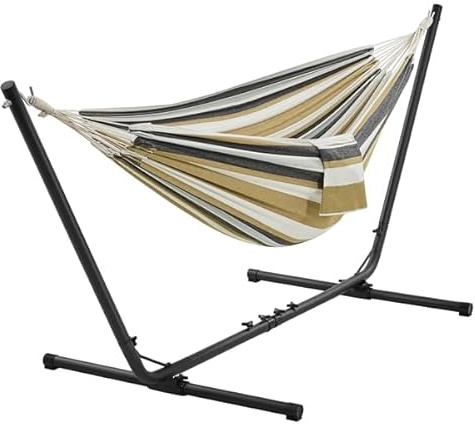 Yaheetech Hamaca con Soporte Ajustable 310/320/330 * 101 * 101,5 cm con Bolsa de Transporte 1-2 Personas Carga 200kg Hamaca para Playa Patio Jardin