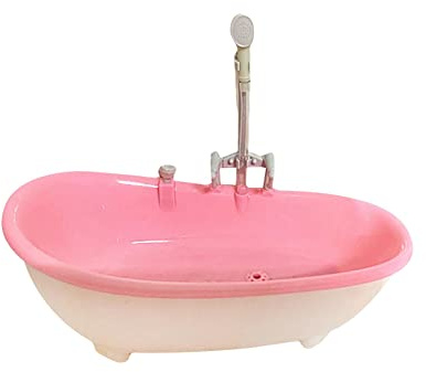 F Fityle Baignoire de Maison de Poupée Accessoire de Meubles de Maison de Poupée Jouet de Modèle de Baignoire pour Poupée de 12 Pouces Cadeaux de Vacances, Rose clair