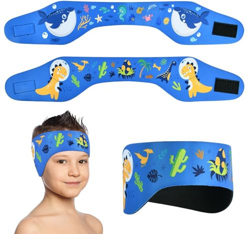 Schwimmen Stirnband,2 PCS Neopren Schwimmband,Schwimmen Stirnband Kinder,Schwimm Stirnband Erwachsene,Wasserdichtes Schwimm-Ohrband,Ohrenschutz Band für Kinder für Schwimmen Surfen (Himmelblau, L)