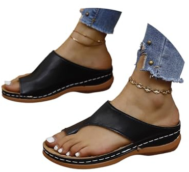 tinetill Sandales pour Femmes Sandales Plates Orthopédiques d'été Confortables Mules à Plateforme Séparateur d'orteils Pantoufles Gros Orteil Hallux Valgus Sandales de Plage