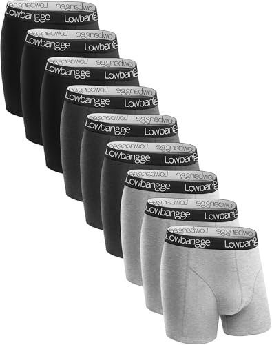 Lowbangge Premium Herrboxers, Underbyxor för Män (9-pack), Bomull, Bekväm sömskärning och perfekt passform