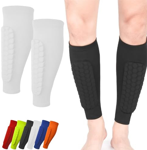 Shinbang Protector 2.0, Shin Defender Shin Guards, Ski Sports Elastic Shin Bang Protetcor with Honeycomb Pads for Kids and Aldult (White,M)